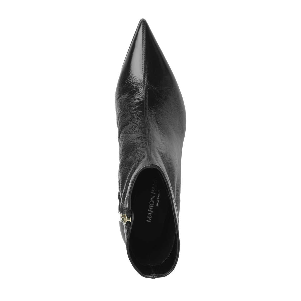 Audra 50 Bootie | Black Crinkled Patent