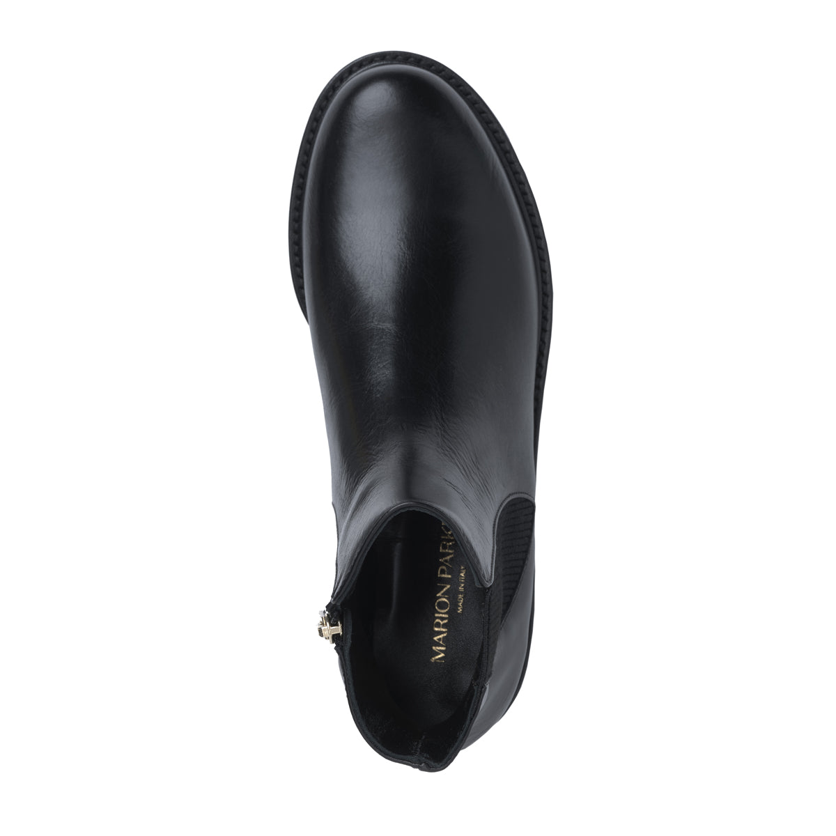 Ava Flat Bootie | Black Shiny Calf