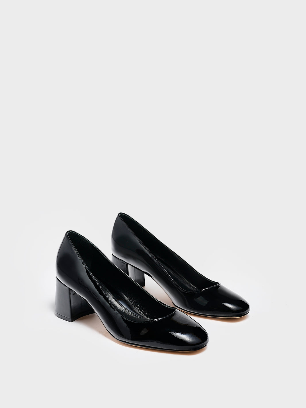 Block Heel Pump 60 | Black Patent