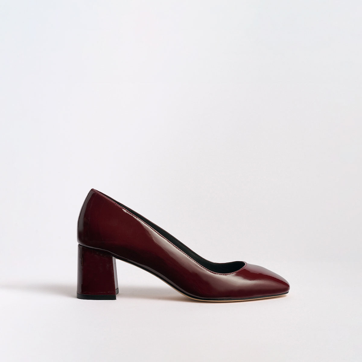 Block Heel Pump 60 in Bordeaux Patent Leather | All-Day Comfort