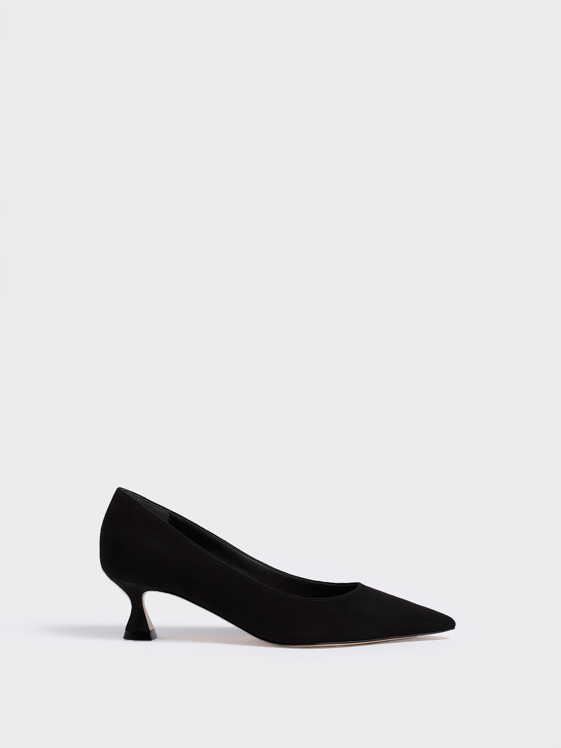 Flared Kitten Heel Pump | Black Suede