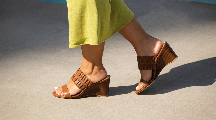 Marion Parke Margo Wedge Sandal in Brown Leather