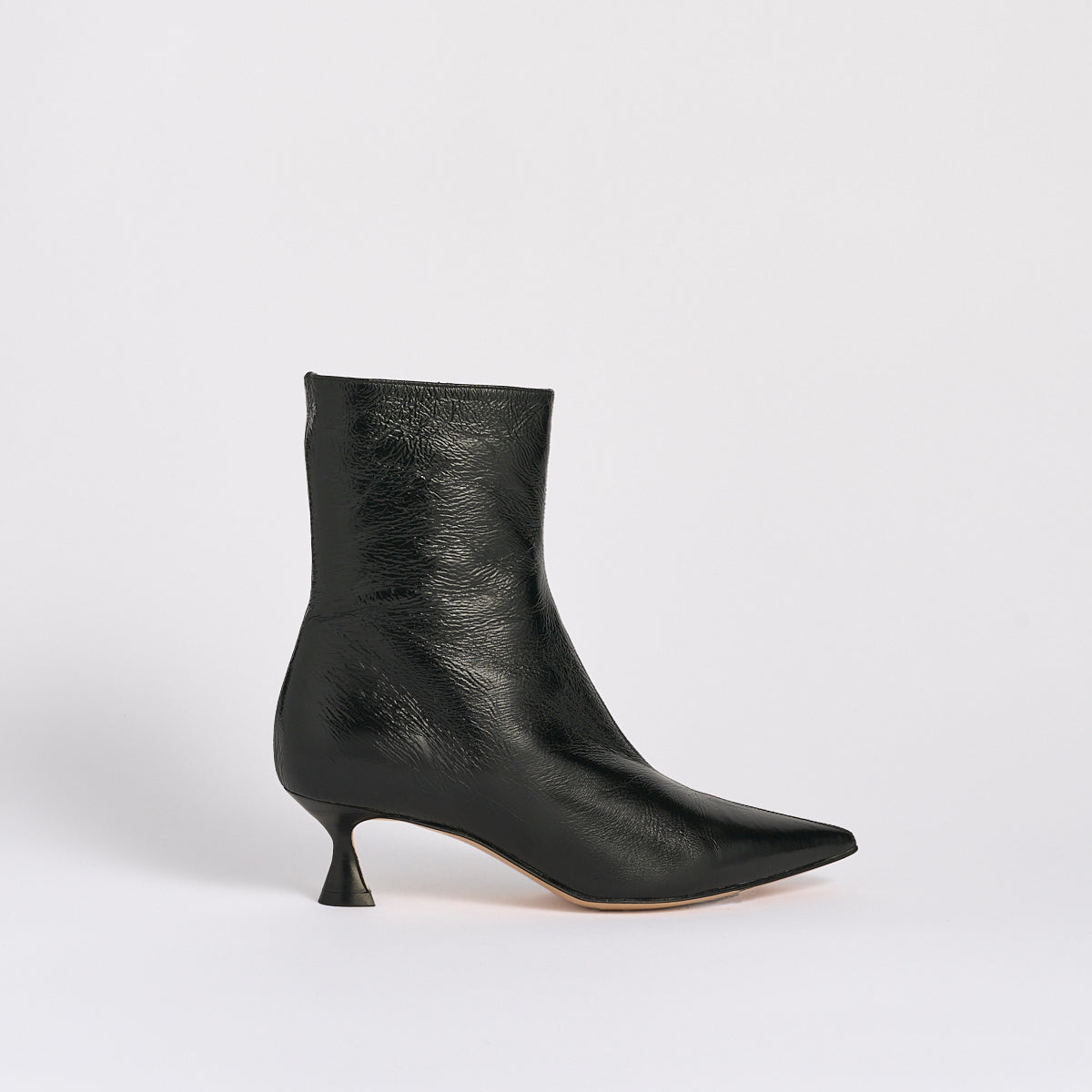 Audra 50 Bootie | Black Crinkled Patent