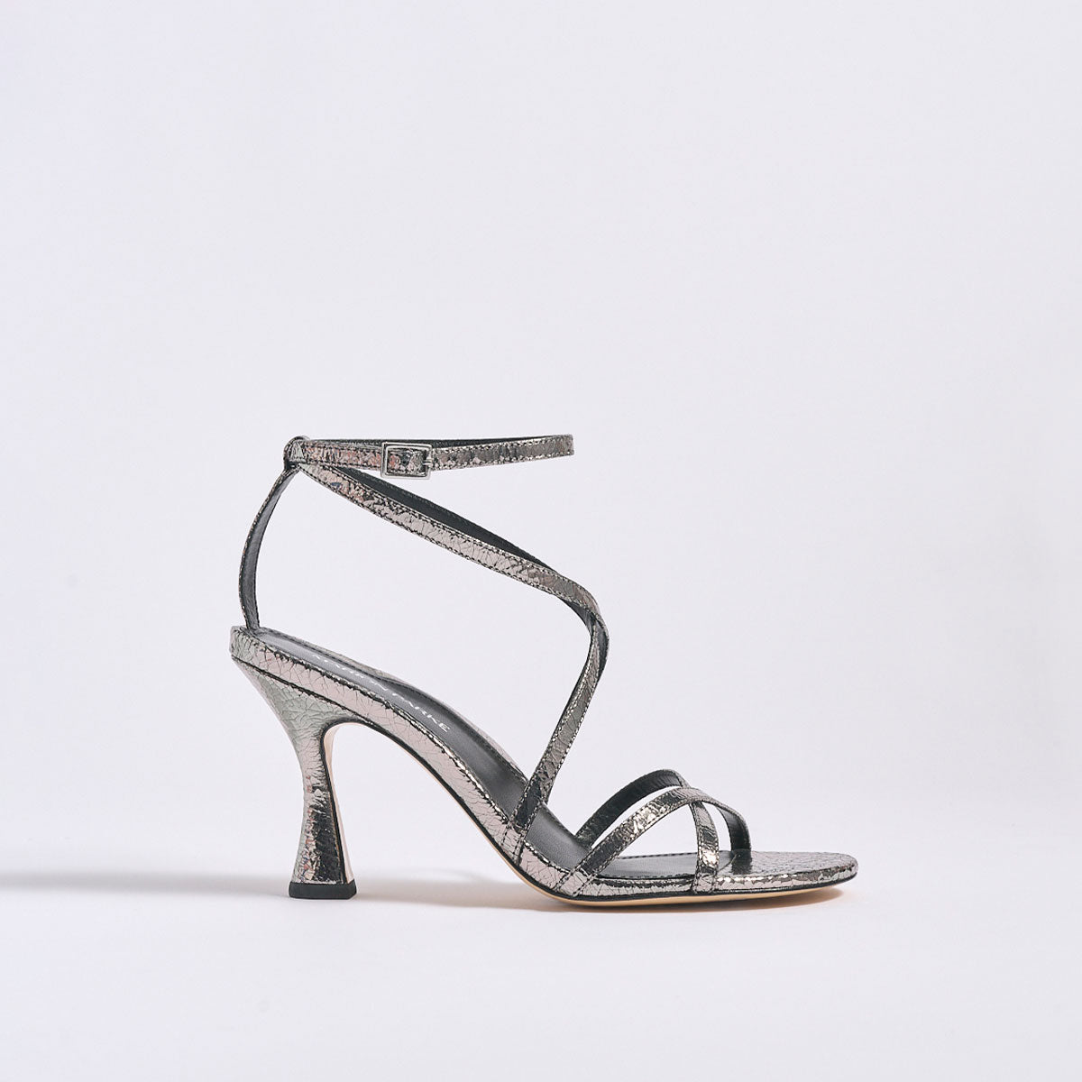 Lottie 85 Sandal | Silver Crinkle Metallic