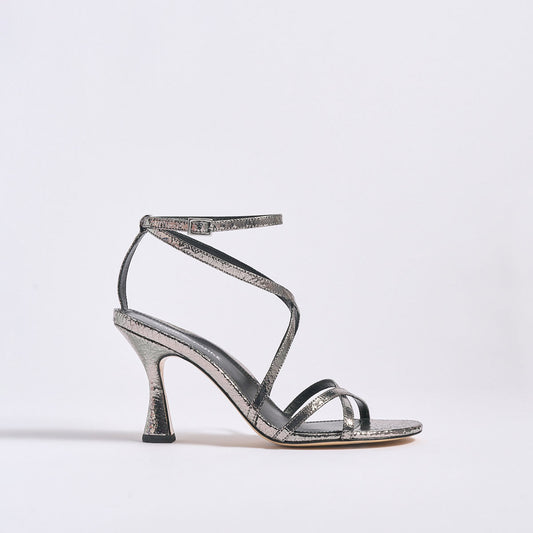 Lottie 85 Sandal | Silver Crinkle Metallic