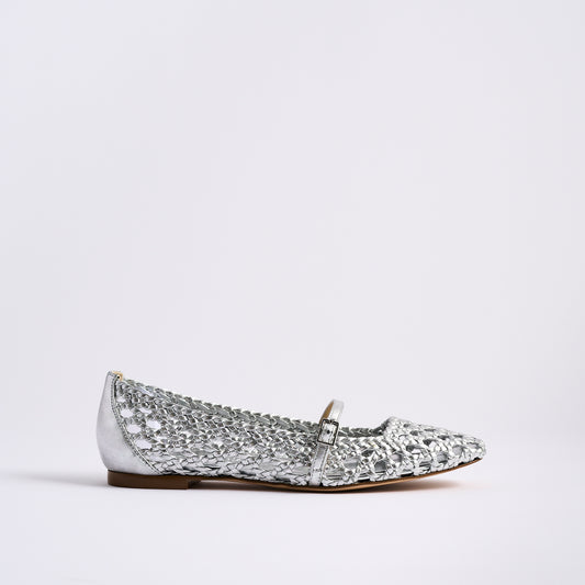 Ballet Flat | Silver Braided