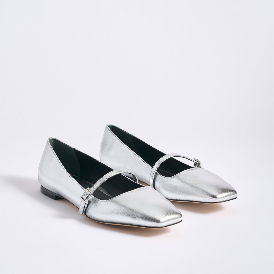 Ballet Flat | Silver Metallic