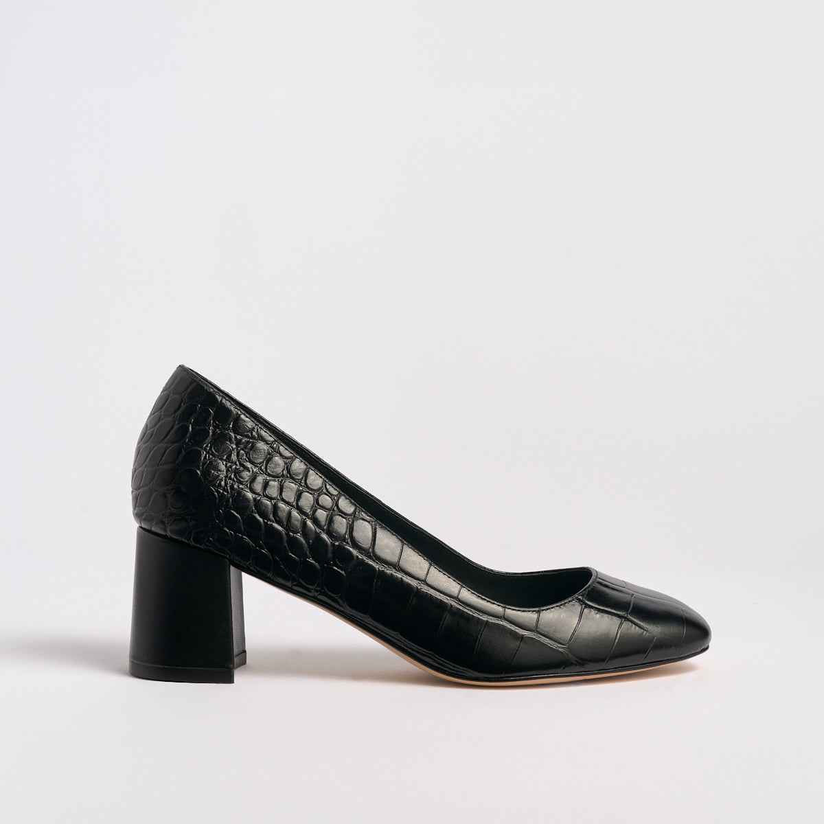 Block Heel Pump 60 | Black Croco