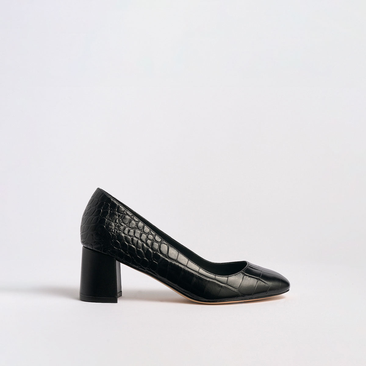 Block Heel Pump 60 | Black Croco