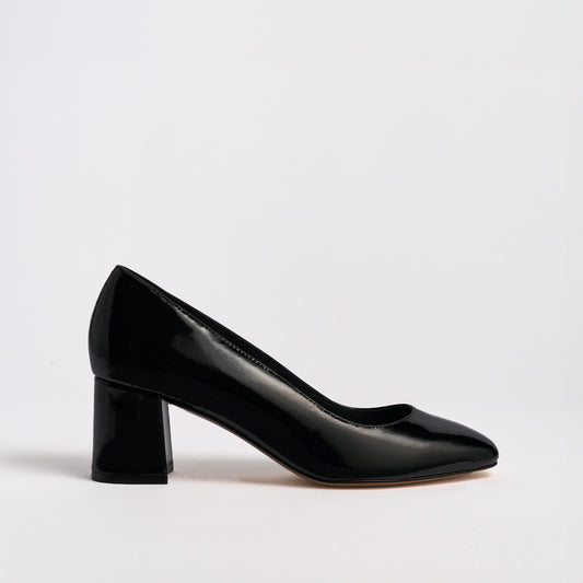 Block Heel Pump 60 | Black Patent