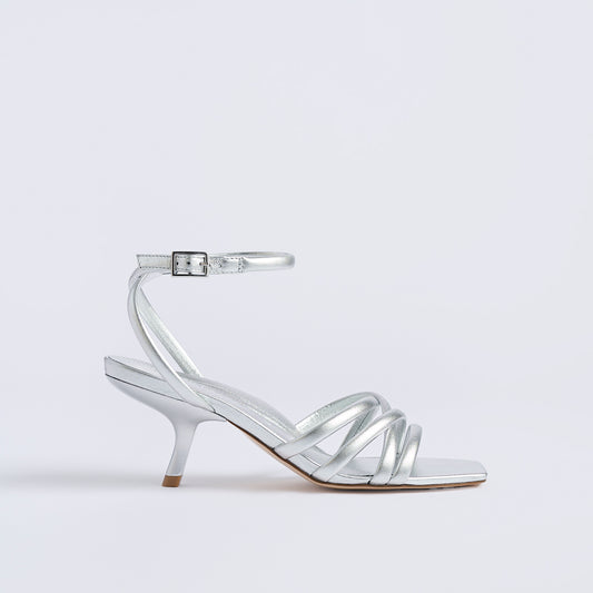 Clara Angled Heel | Silver