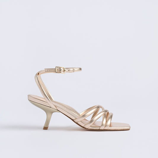 Clara Angled Heel | Soft Gold