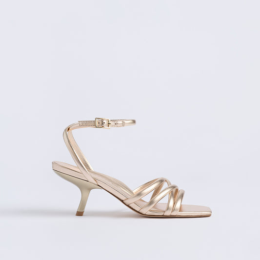 Clara Angled Heel | Soft Gold