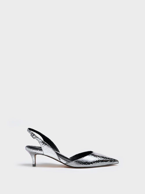 Classic Slingback 45 | Silver Crinkle