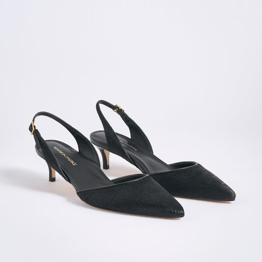 Classic Slingback 45 | Black Hair Calf