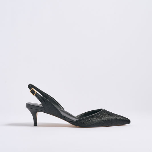 Classic Slingback 45 | Black Hair Calf