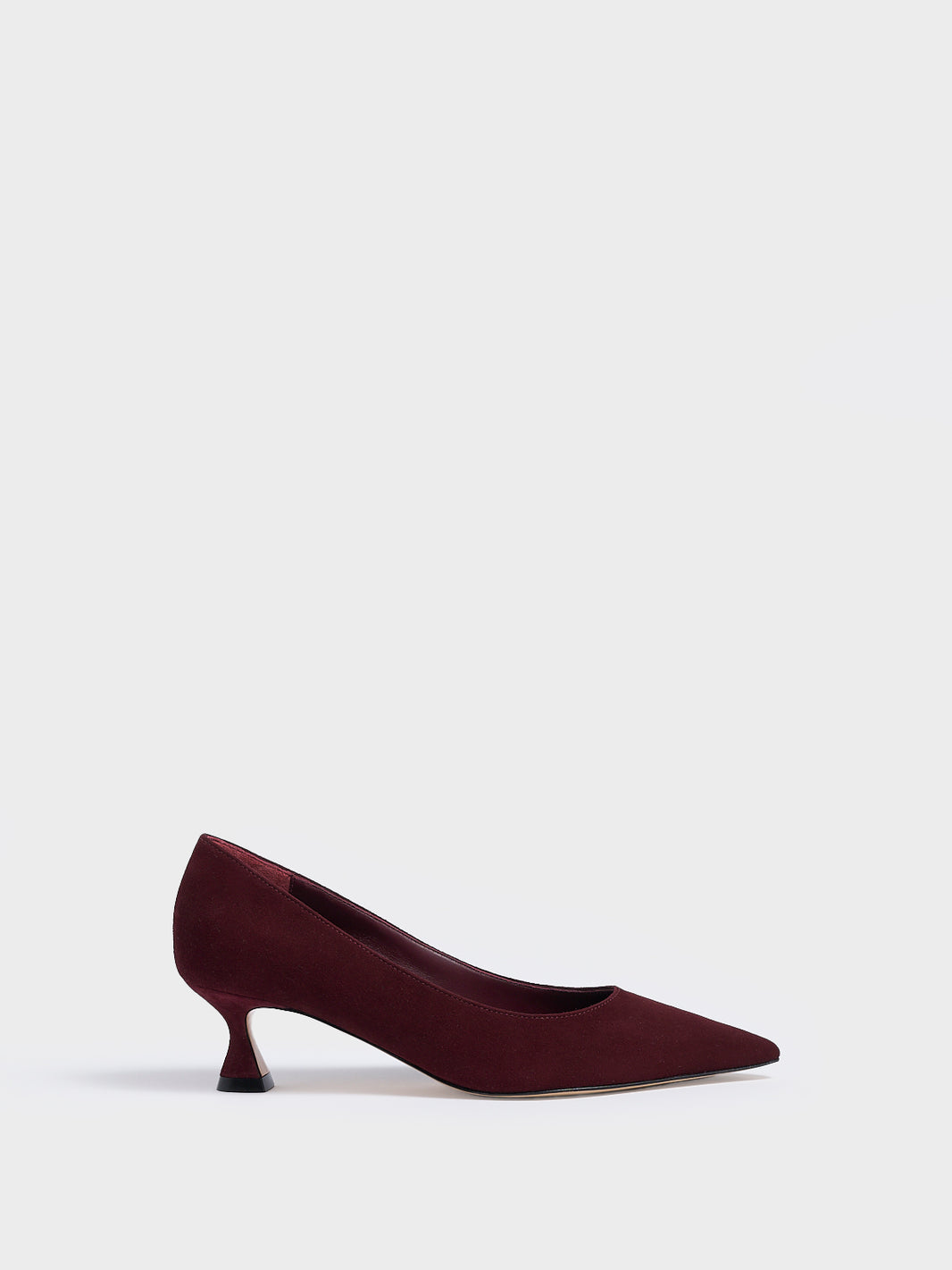 Flared Kitten Heel Pump | Merlot Suede