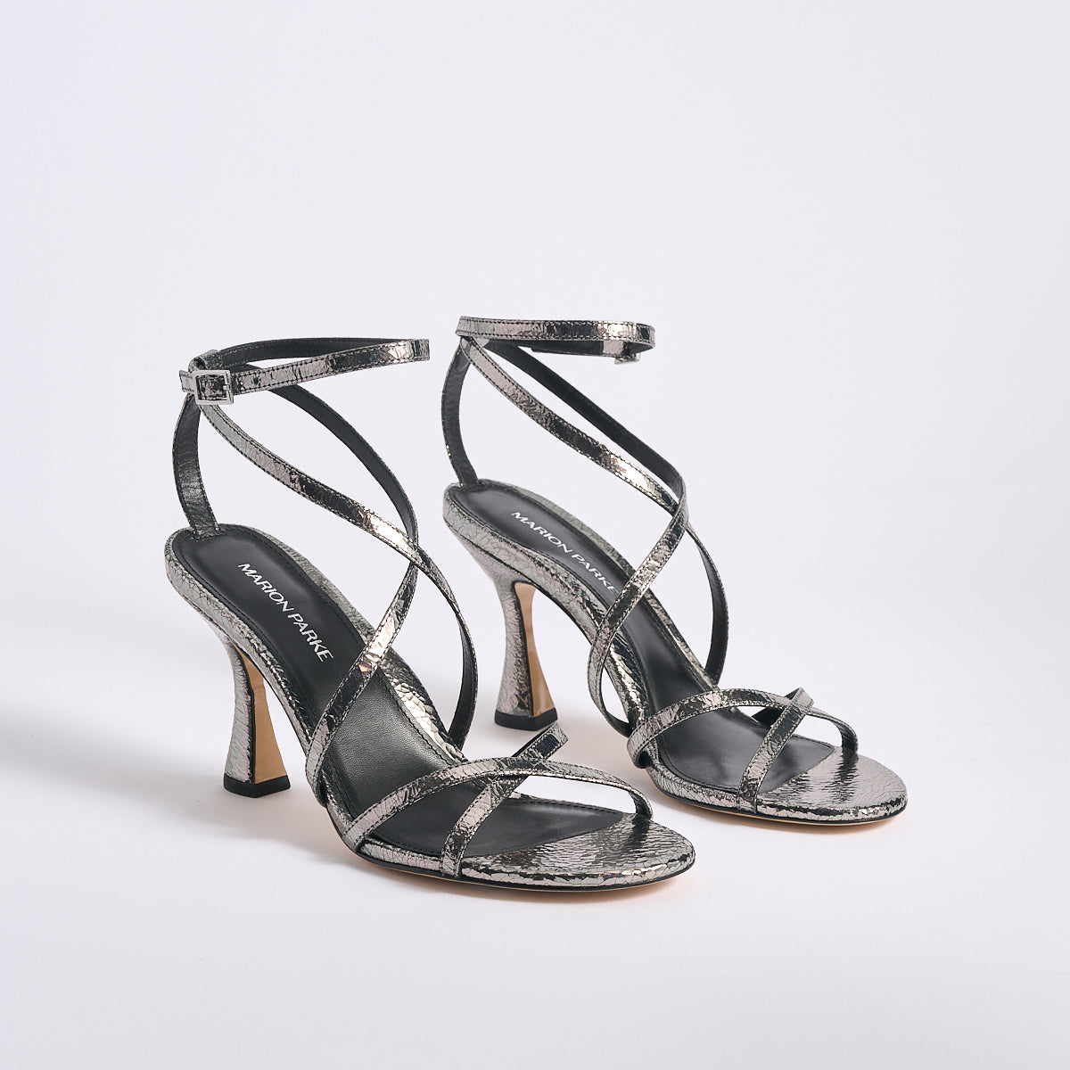 Lottie 85 Sandal | Silver Crinkle Metallic