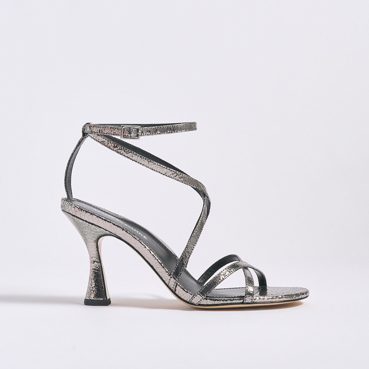 Lottie 85 Sandal | Silver Crinkle Metallic