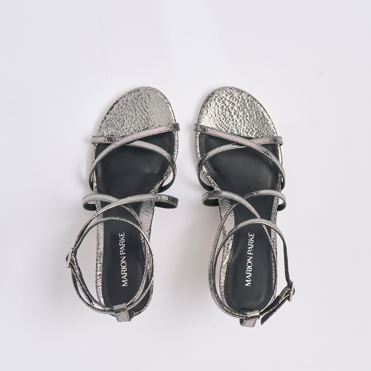 Lottie 85 Sandal | Silver Crinkle Metallic