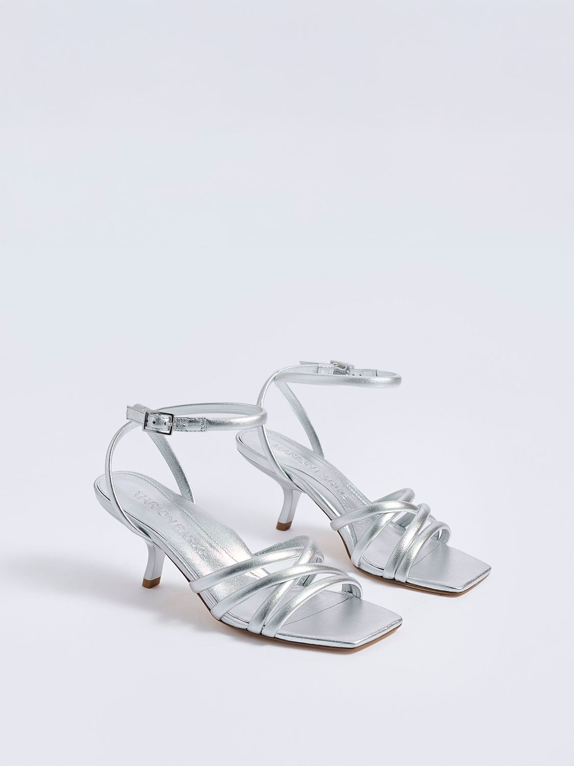 Clara Angled Heel | Silver