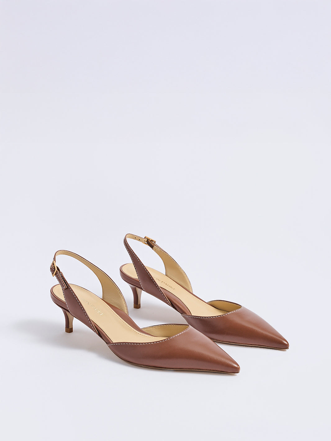 Classic Slingback 45 | Luggage + Ecru Stitching