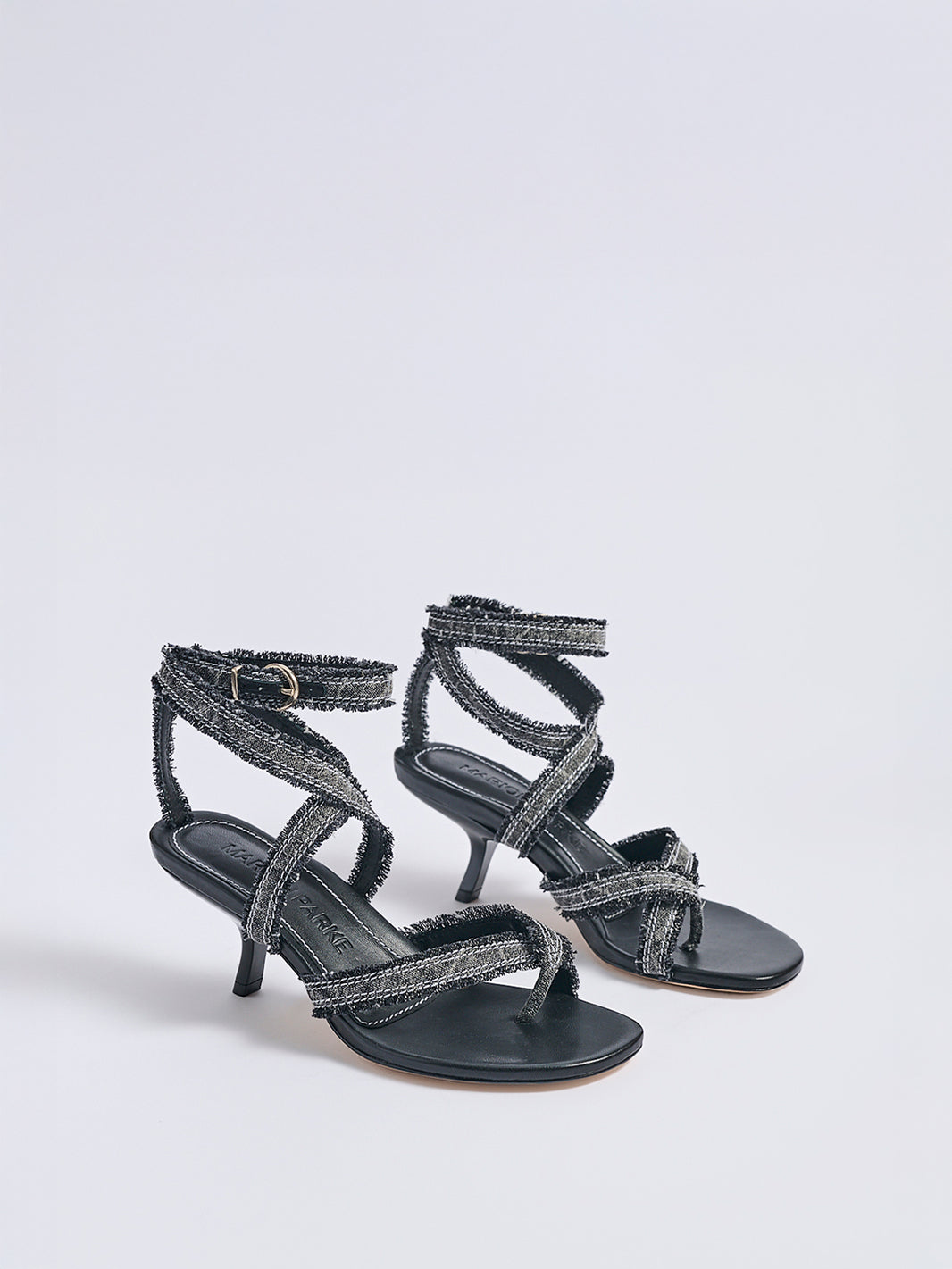 Geri Angled Heel | Black Washed Denim