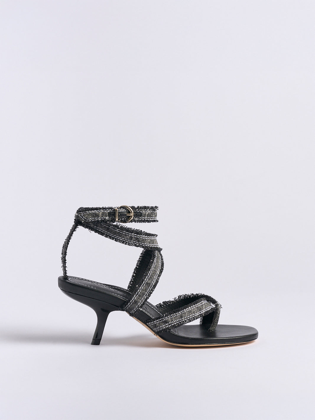 Geri Angled Heel | Black Washed Denim