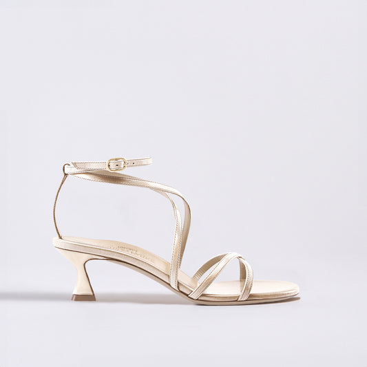 Raina Sandal | Rose Gold Metallic Nappa