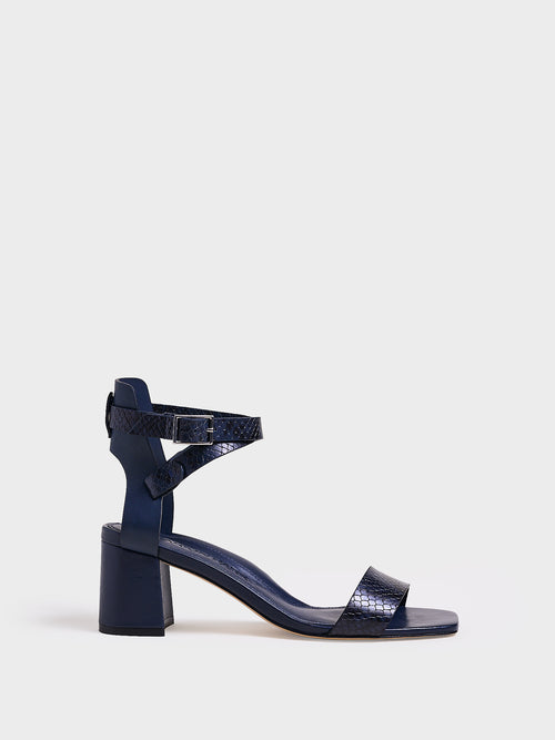 Brett Block Heel | Navy Python