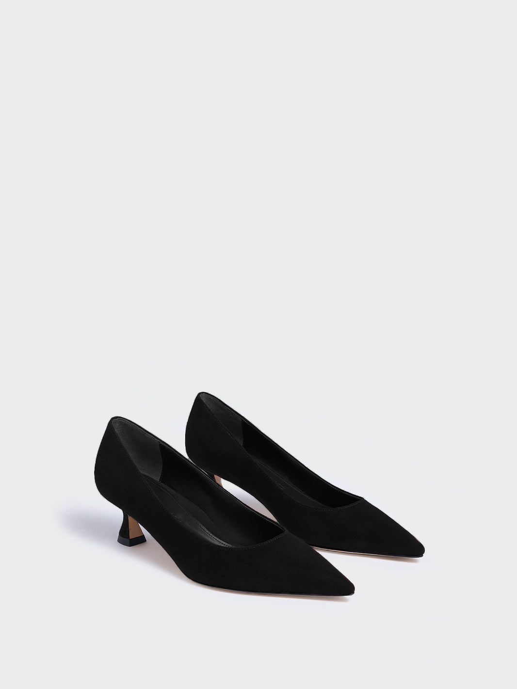 Flared Kitten Heel Pump | Black Suede