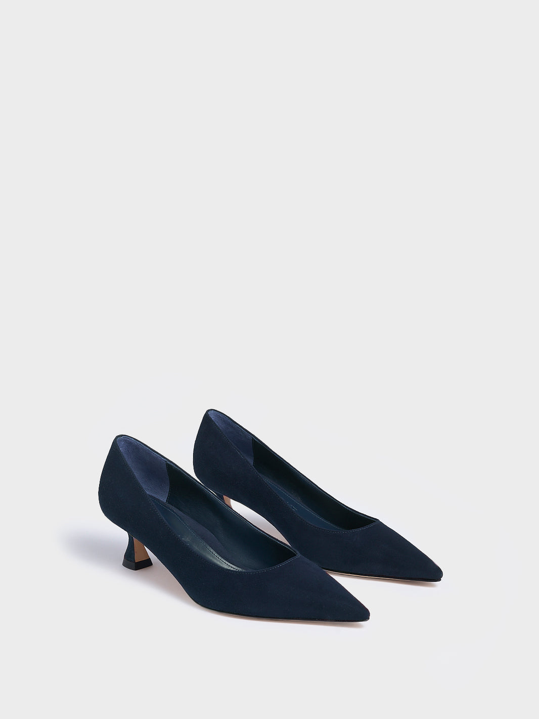 Flared Kitten Heel Pump | Navy Suede