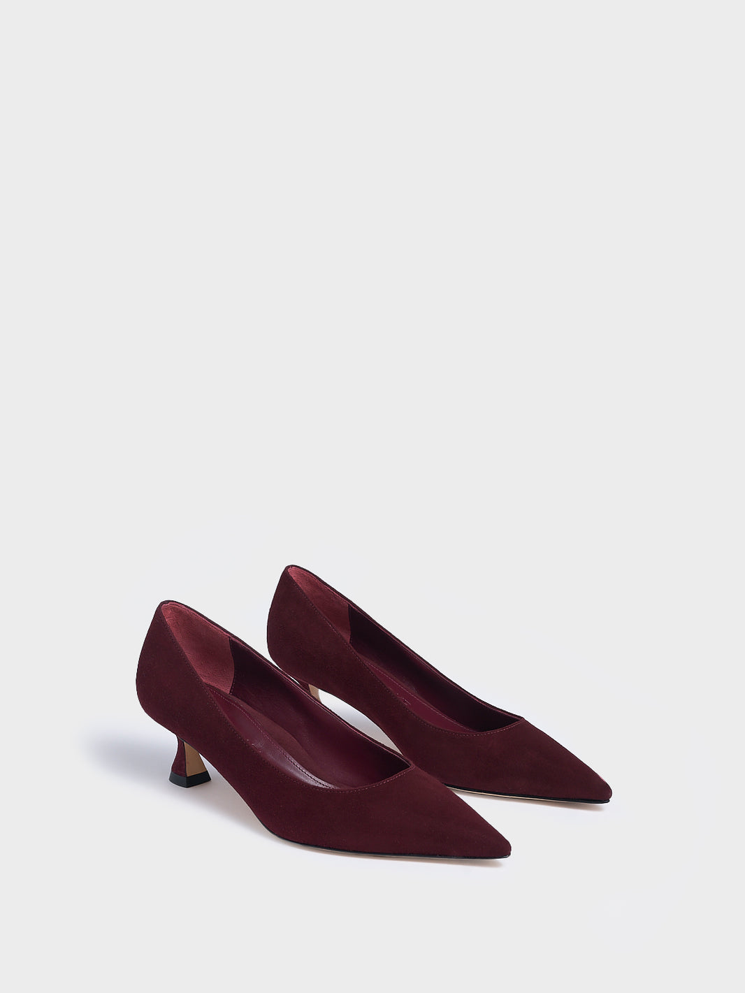 Flared Kitten Heel Pump | Merlot Suede