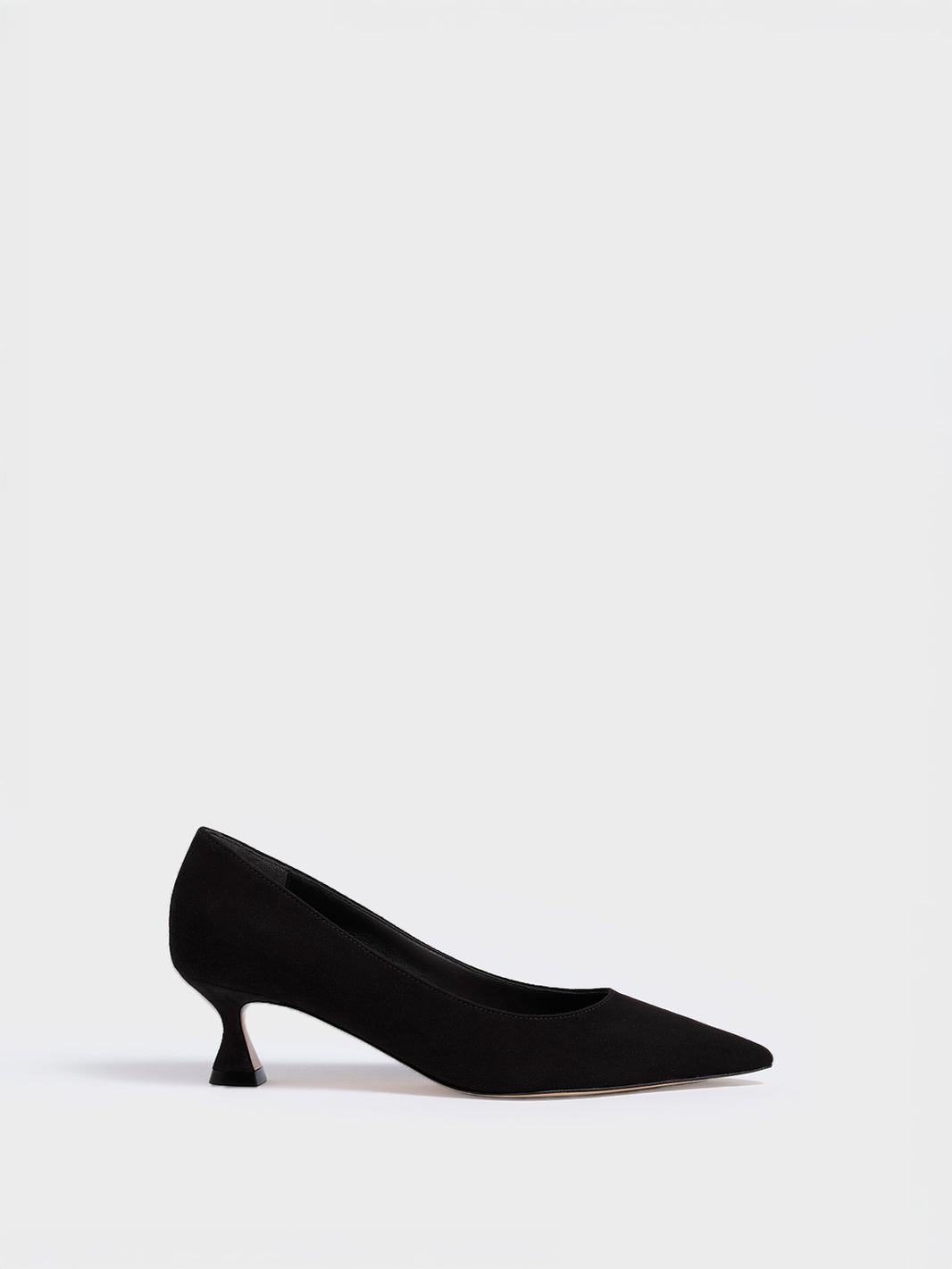 Flared Kitten Heel Pump | Black Suede