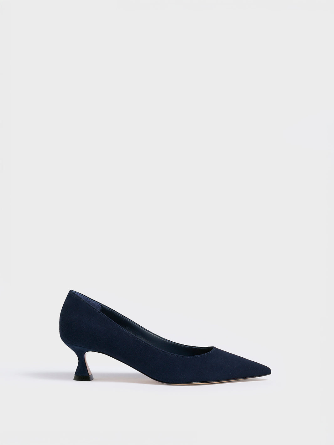 Flared Kitten Heel Pump | Navy Suede