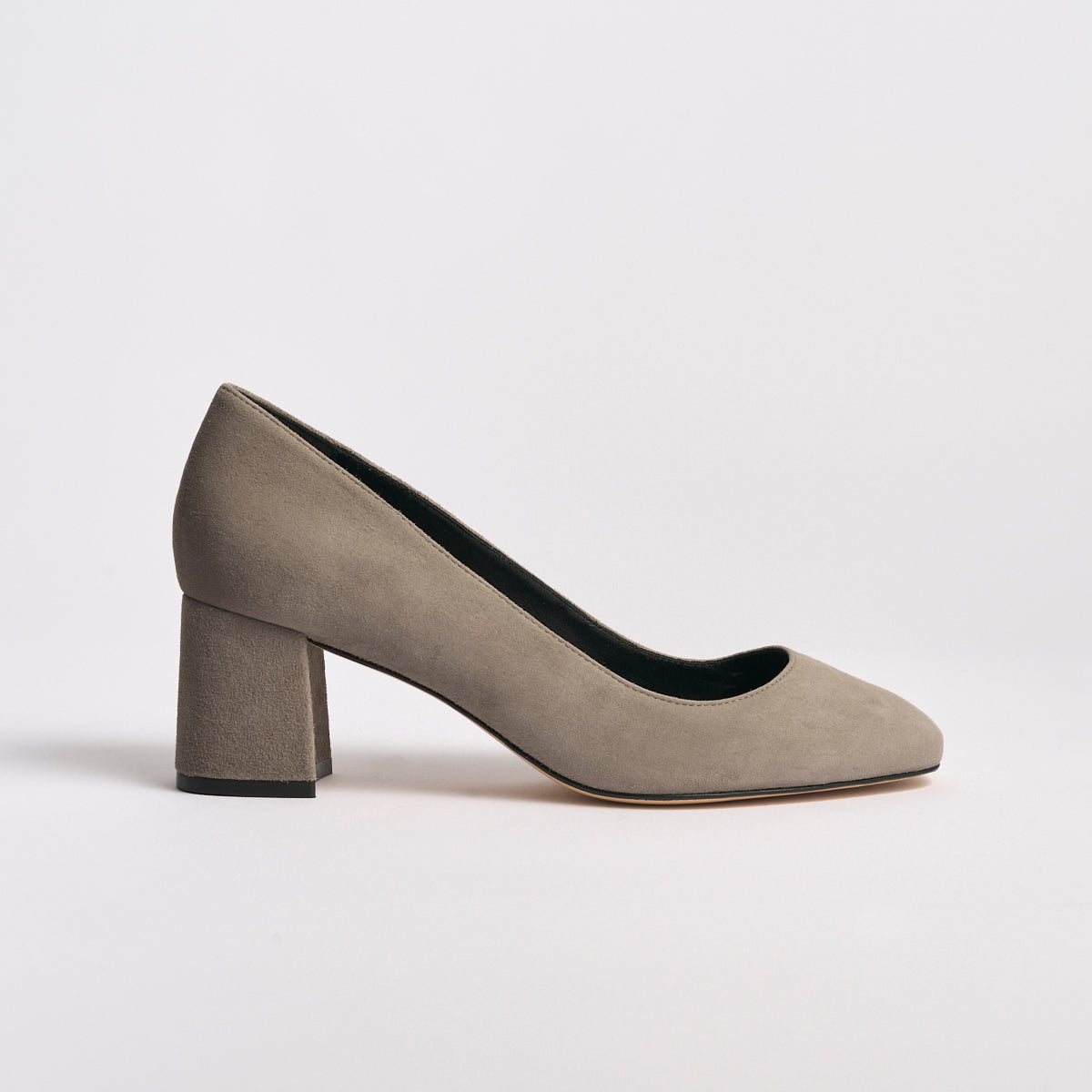 Block Heel Pump 60 in Koala Gray Suede | All-Day Comfort – Marion Parke