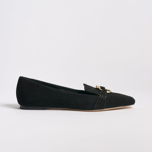 Morgan Flat | Black Suede