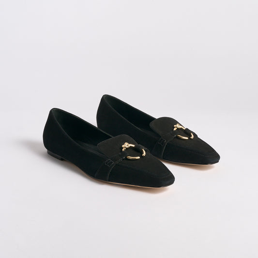 Morgan Flat | Black Suede